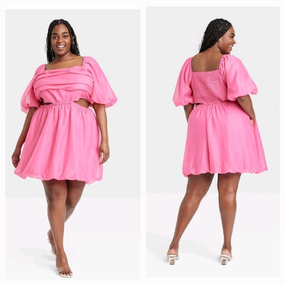 Women's Pink Cut Out Dress - Picture 14 of 16